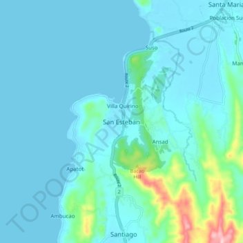 San Esteban topographic map, elevation, terrain