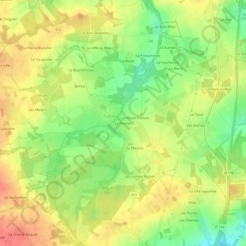 La Pontais topographic map, elevation, terrain
