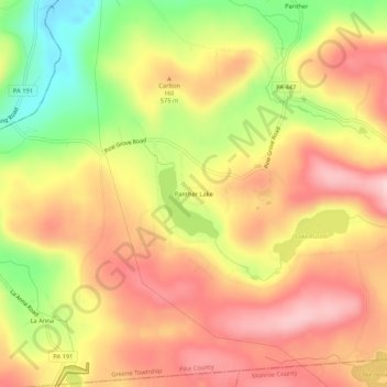 Panther Lake topographic map, elevation, terrain