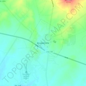Brackettville topographic map, elevation, terrain