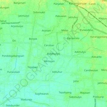 Adimulyo topographic map, elevation, terrain