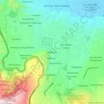 Tepeyecac topographic map, elevation, terrain
