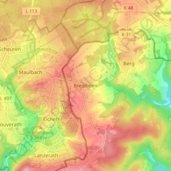 Freisheim topographic map, elevation, terrain