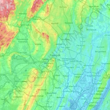 Paterson topographic map, elevation, terrain