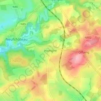 Hamipré topographic map, elevation, terrain
