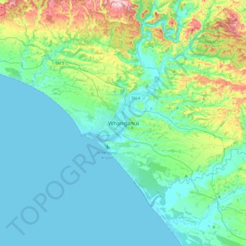 Whanganui topographic map, elevation, terrain