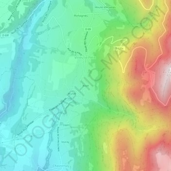 Assin topographic map, elevation, terrain