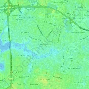 Carolanne Farms topographic map, elevation, terrain