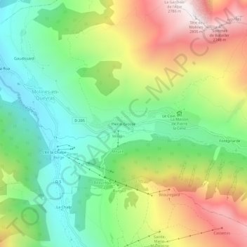 Pierre-Grosse topographic map, elevation, terrain