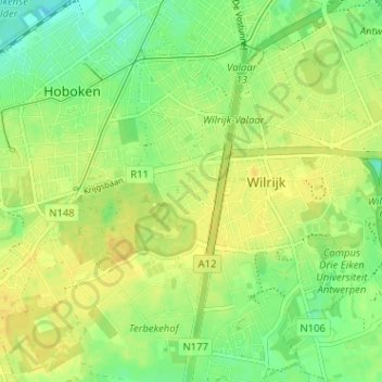 Koornbloem topographic map, elevation, terrain