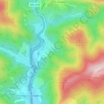 Orosa topographic map, elevation, terrain