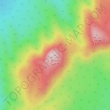 Mount Freycinet topographic map, elevation, terrain
