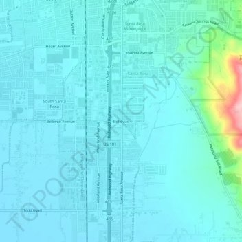 Bellevue topographic map, elevation, terrain