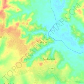 Okitipupa topographic map, elevation, terrain
