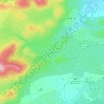 Combe Garone topographic map, elevation, terrain