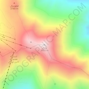 Tochal topographic map, elevation, terrain