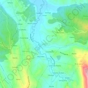 Cortes topographic map, elevation, terrain