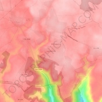 Las Suertes topographic map, elevation, terrain