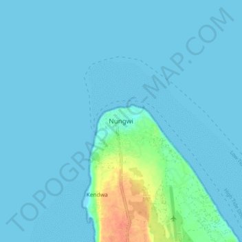 Nungwi topographic map, elevation, terrain