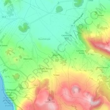 Almas topographic map, elevation, terrain