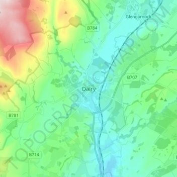 Dalry topographic map, elevation, terrain