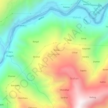Baragaon topographic map, elevation, terrain