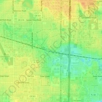 Coachman topographic map, elevation, terrain