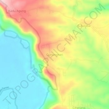 Gunungsari topographic map, elevation, terrain