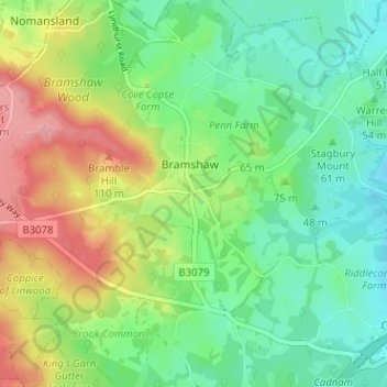 Stock's Cross topographic map, elevation, terrain