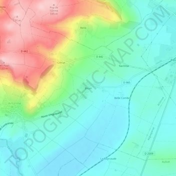 Bicon topographic map, elevation, terrain