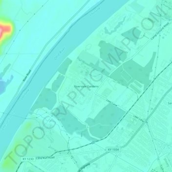 Riverside Gardens topographic map, elevation, terrain