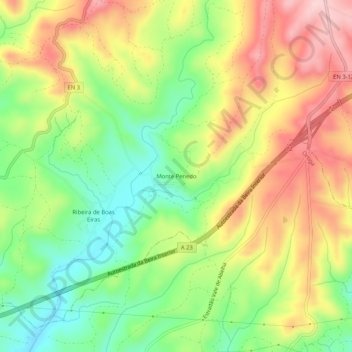 Monte Penedo topographic map, elevation, terrain