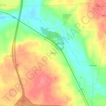 Pardoe topographic map, elevation, terrain