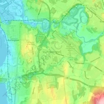 South Burlington topographic map, elevation, terrain