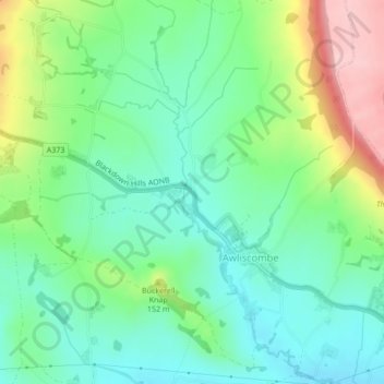 Godford Cross topographic map, elevation, terrain