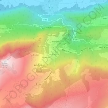 Les Chevriers topographic map, elevation, terrain