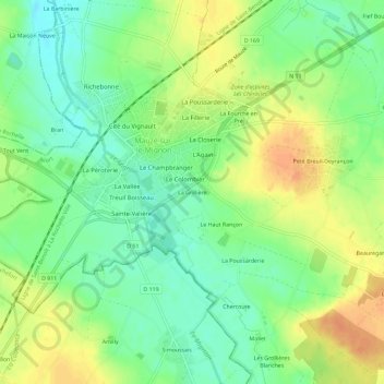 La Grillière topographic map, elevation, terrain