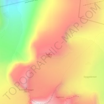 Scandinavian Mountains topographic map, elevation, terrain