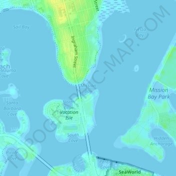 Mission Bay topographic map, elevation, terrain