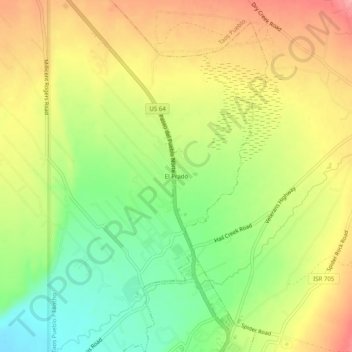 El Prado topographic map, elevation, terrain