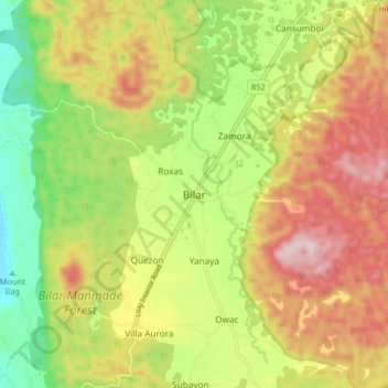Bilar topographic map, elevation, terrain