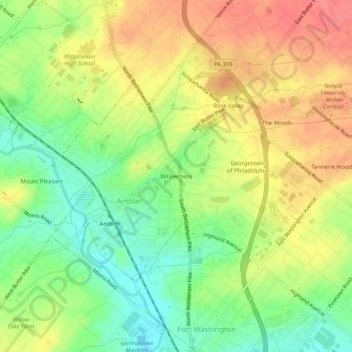 Willowmere topographic map, elevation, terrain