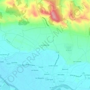 Les Cabosses topographic map, elevation, terrain