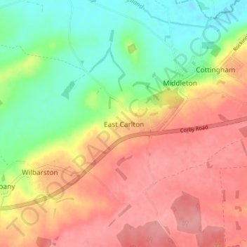 East Carlton topographic map, elevation, terrain