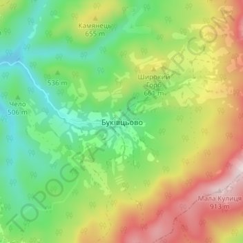 Bukivtsovo topographic map, elevation, terrain