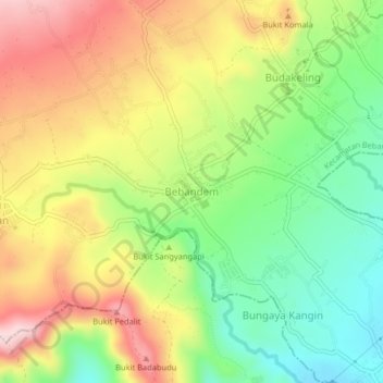 Bebandem topographic map, elevation, terrain