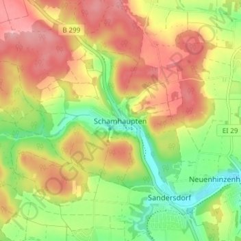 Schamhaupten topographic map, elevation, terrain