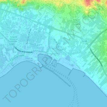 El Varadero topographic map, elevation, terrain