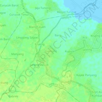 Gantung topographic map, elevation, terrain