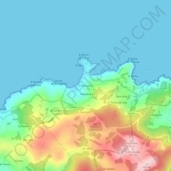 O Barreiro topographic map, elevation, terrain